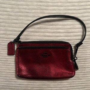 Red and black coach wristlet